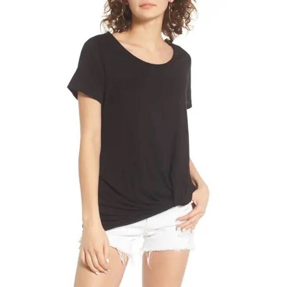Nordstrom BP. Twist-Front BlackTee Shirt Size Medium - Picture 1 of 7